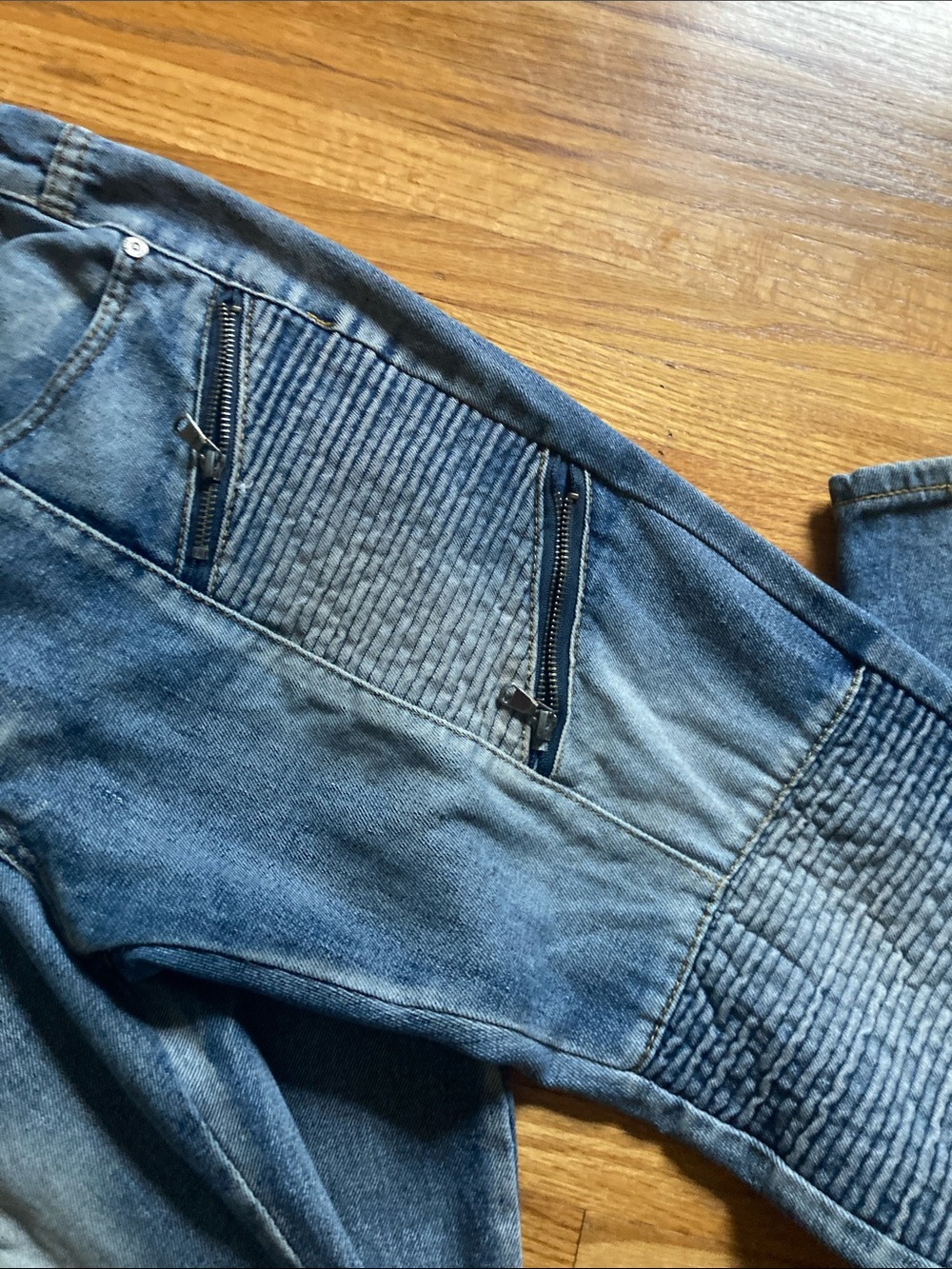 TRILLNATION Slim Straight Zip Moto Jeans Extra Stiching Men’s Size 32/32